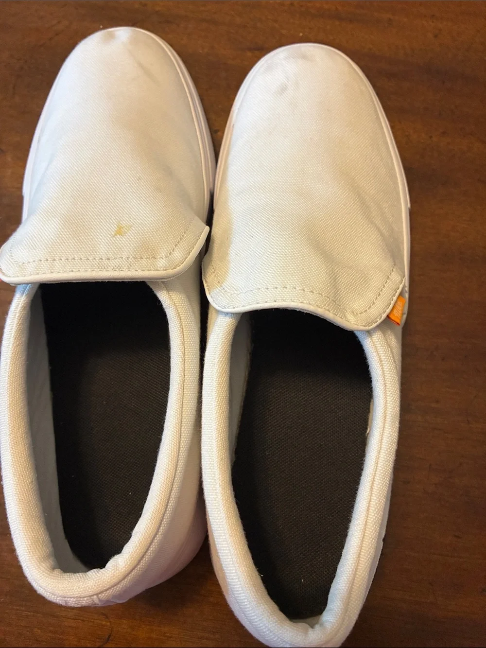Nike White Canvas Court Royale Slip-On Loafers with Black Swoosh